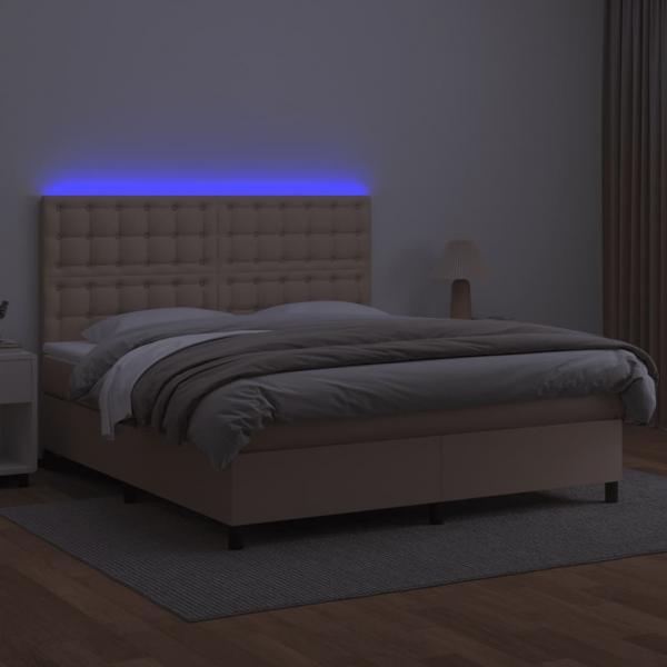 Boxspringbett mit Matratze & LED Cappuccino-Braun 180x200cm