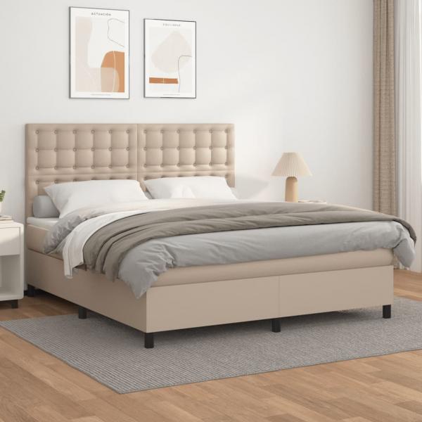 ARDEBO.de - Boxspringbett Matratze Cappuccino-Braun 180x200 cm Kunstleder