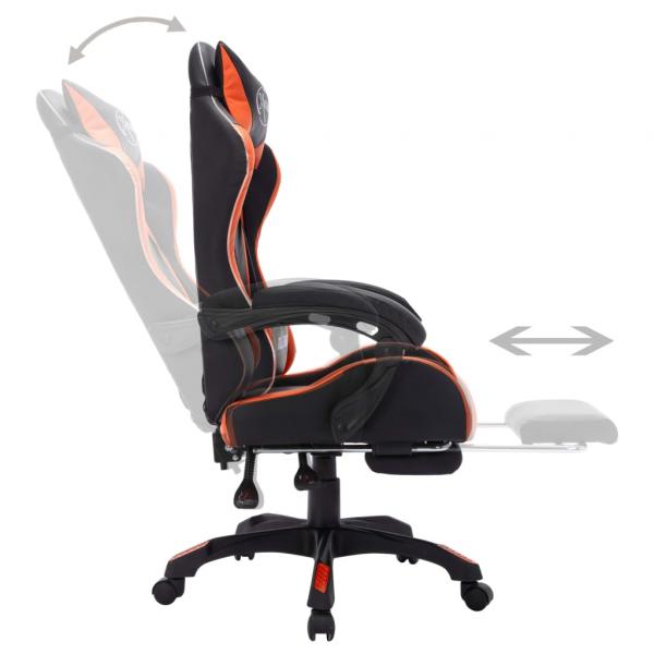 Gaming-Stuhl mit RGB LED-Leuchten Orange und Schwarz Kunstleder