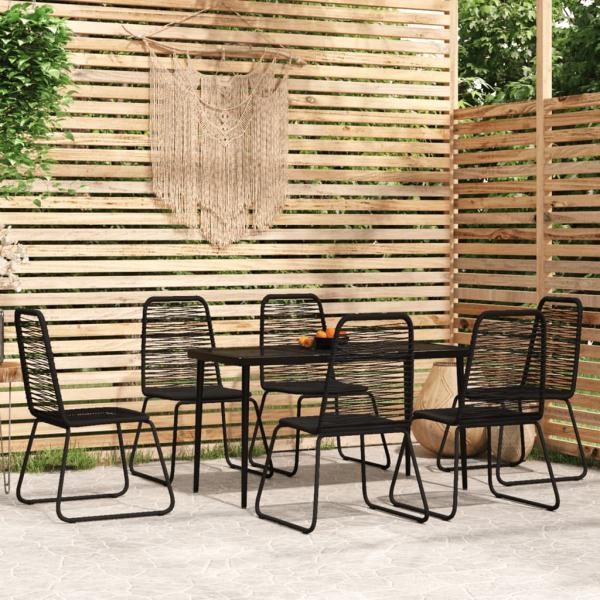 ARDEBO.de - 7-tlg. Garten-Essgruppe Schwarz