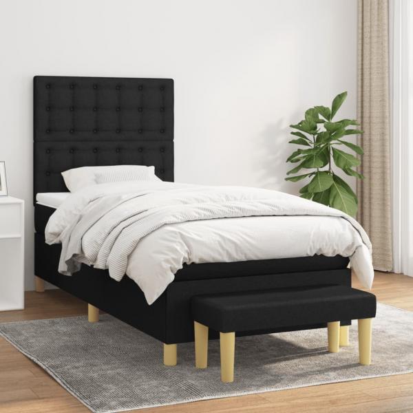 ARDEBO.de - Boxspringbett mit Matratze Schwarz 80x200 cm Stoff