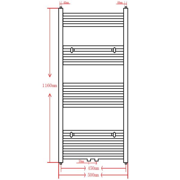 Handtuchheizkörper Warmwasser Gebogen Schwarz 500x1160 mm