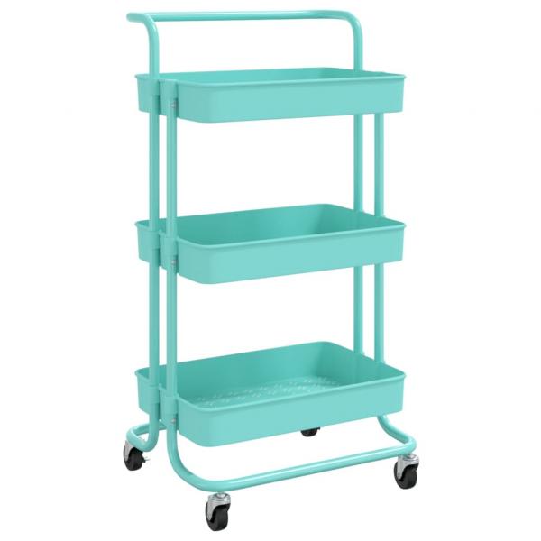 Küchenwagen 3 Etagen Türkis 42x35x85 cm Eisen und ABS