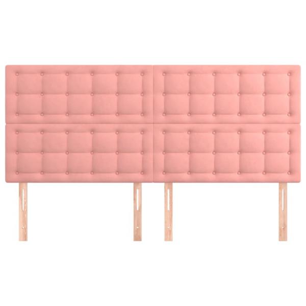 Kopfteile 4 Stk. Rosa 90x5x78/88 cm Samt