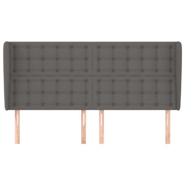 Kopfteil mit Ohren Grau 203x23x118/128 cm Kunstleder