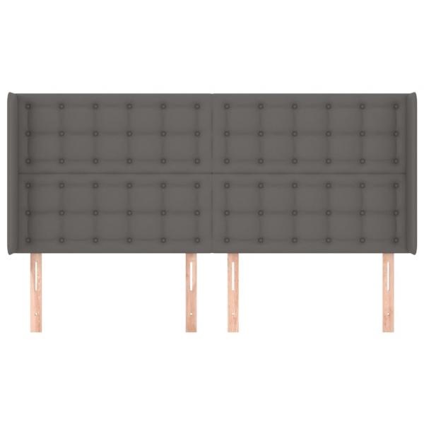 Kopfteil mit Ohren Grau 203x16x118/128 cm Kunstleder