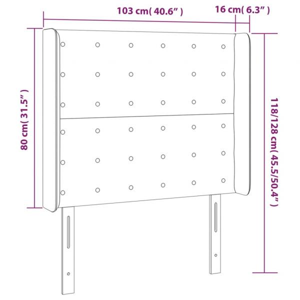 LED Kopfteil Dunkelbraun 103x16x118/128 cm Stoff