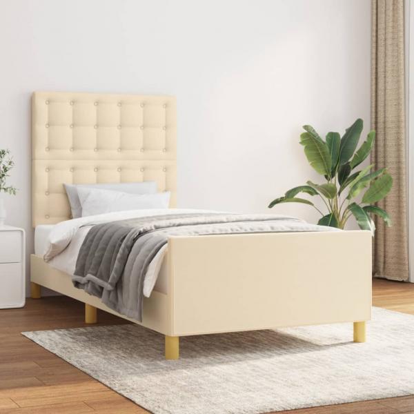 ARDEBO.de - Bettgestell mit Kopfteil Creme 80x200 cm Stoff