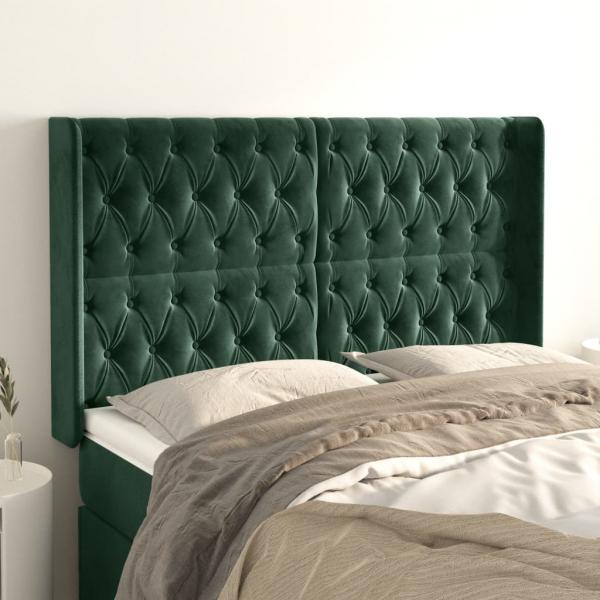 ARDEBO.de - Kopfteil mit Ohren Dunkelgrün 147x16x118/128 cm Samt