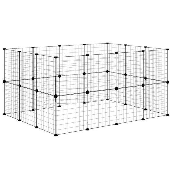 28-tlg. Haustierkäfig mit Tür Schwarz 35x35 cm Stahl
