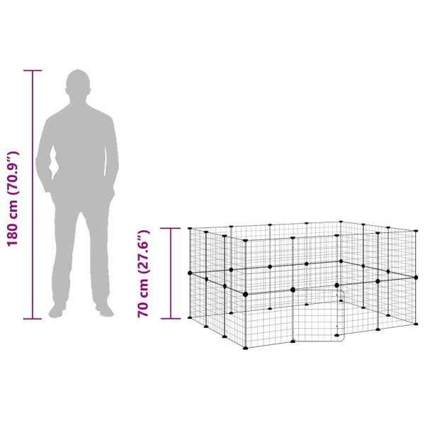 28-tlg. Haustierkäfig mit Tür Schwarz 35x35 cm Stahl