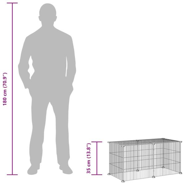 8-tlg. Haustierkäfig Schwarz 35x35 cm Stahl
