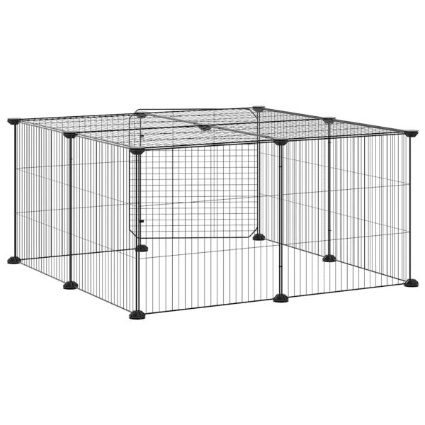 12-tlg. Haustierkäfig mit Tür Schwarz 35x35 cm Stahl