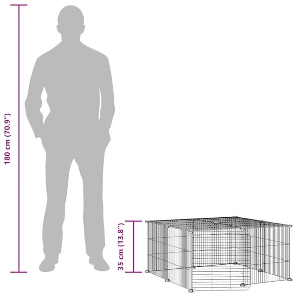 12-tlg. Haustierkäfig mit Tür Schwarz 35x35 cm Stahl