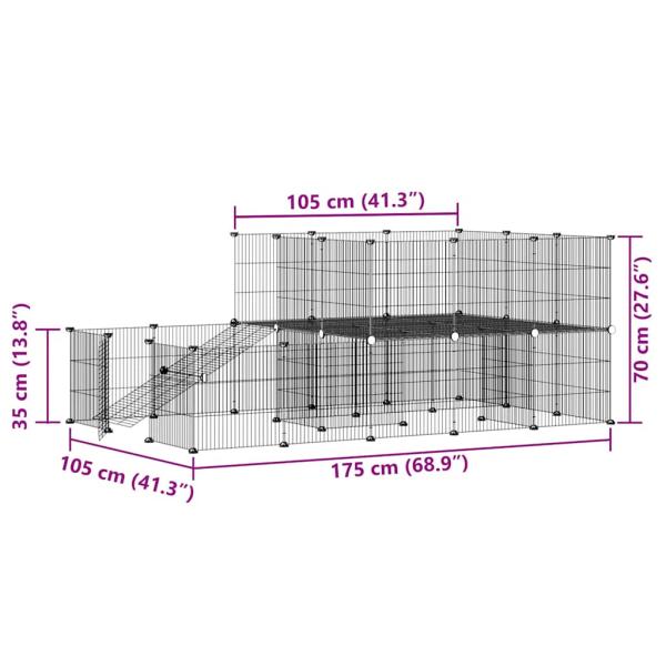 44-tlg. Haustierkäfig mit Tür Schwarz 35x35 cm Stahl