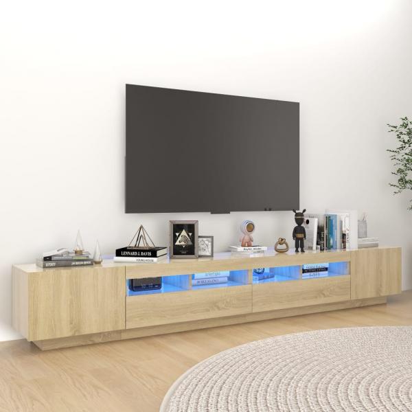 ARDEBO.de - TV-Schrank mit LED-Leuchten Sonoma-Eiche 260x35x40 cm