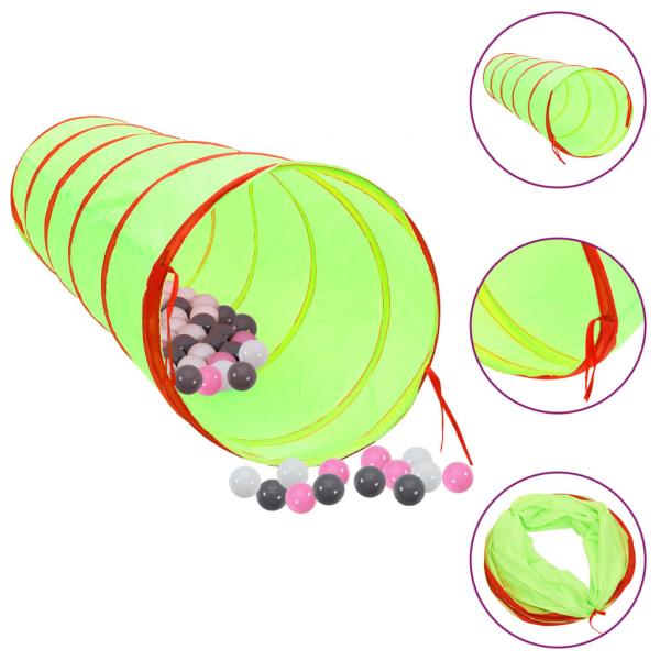 ARDEBO.de - Spieltunnel mit 250 Bällen Grün 175 cm Polyester