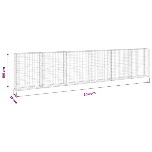 Gabionenwand mit Abdeckung Verzinkter Stahl 300x30x100 cm