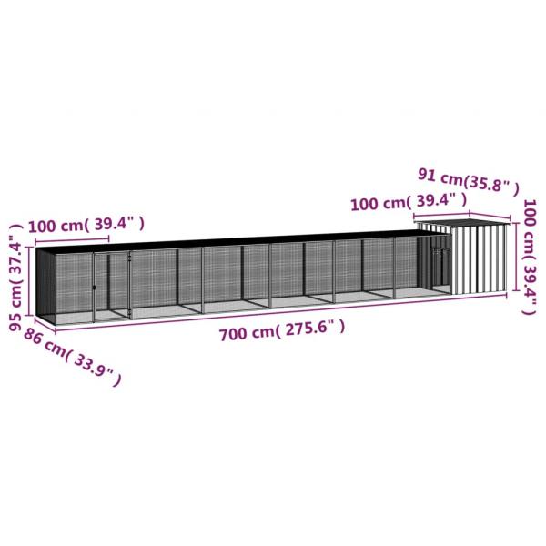 Hühnerkäfig Anthrazit 700x91x100 cm Verzinkter Stahl