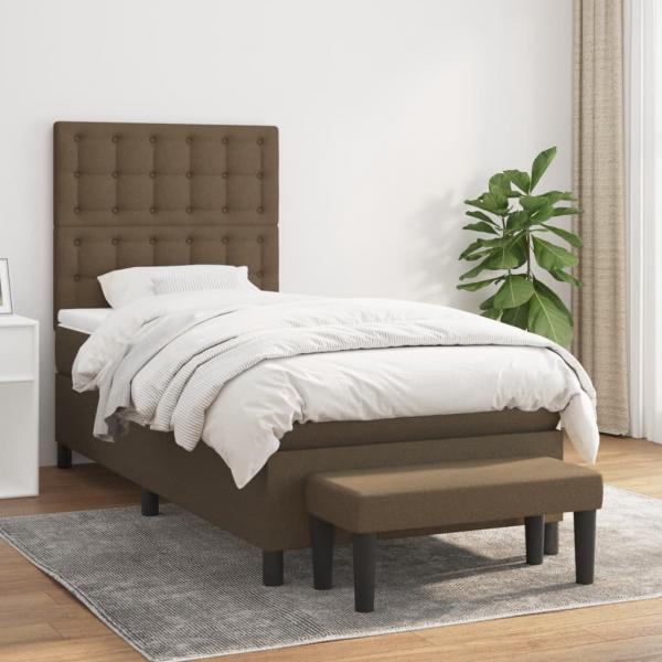 ARDEBO.de - Boxspringbett mit Matratze Dunkelbraun 100x200 cm Stoff