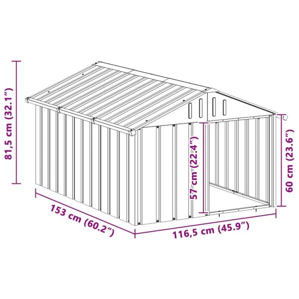 Hundehütte Grau 116,5x153x81,5 cm Verzinkter Stahl