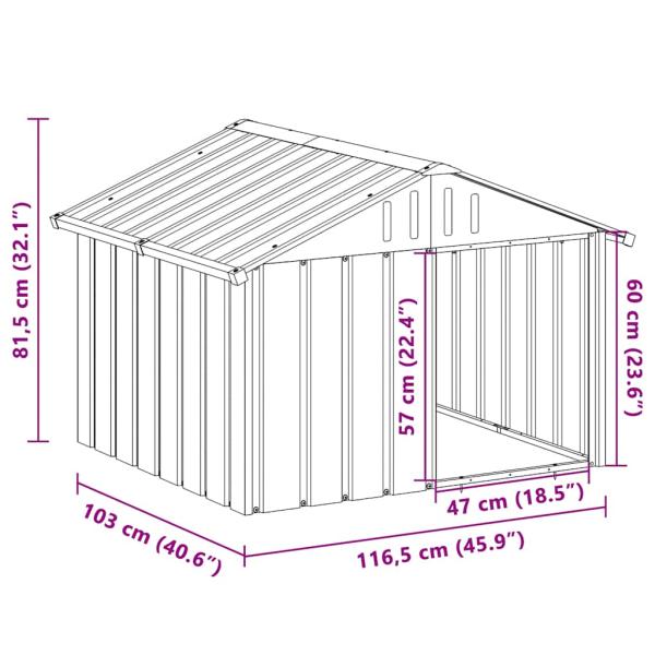Hundehütte Anthrazit 116,5x103x81,5 cm Verzinkter Stahl