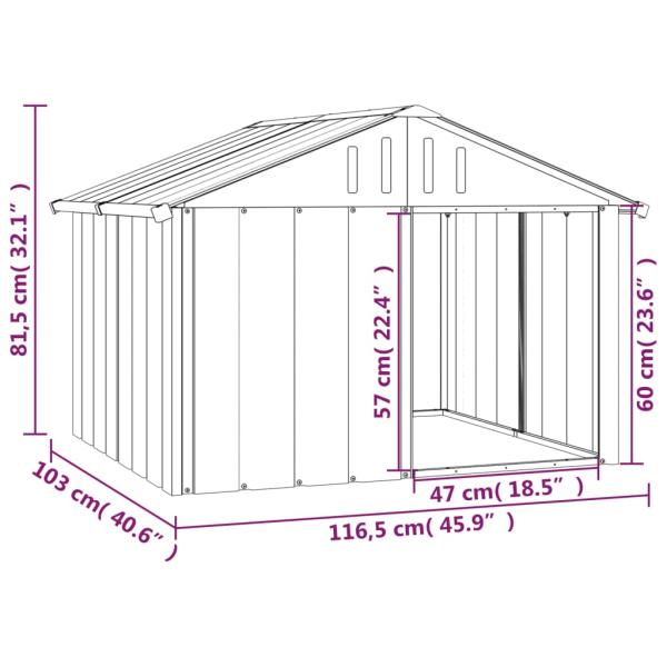 Hundehütte Anthrazit 116,5x103x81,5 cm Verzinkter Stahl
