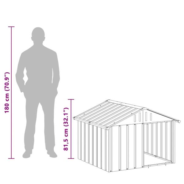 Hundehütte Grau 116,5x103x81,5 cm Verzinkter Stahl