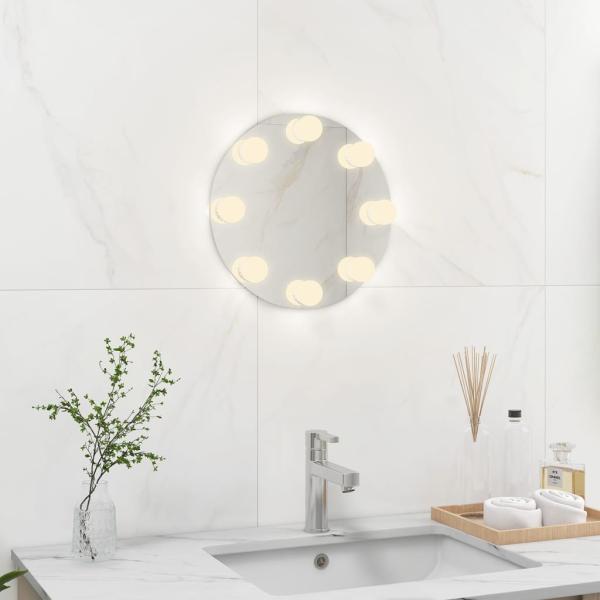 Wandspiegel ohne Rahmen mit LED-Beleuchtung Rund Glas