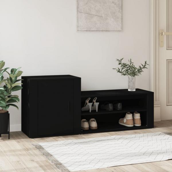 ARDEBO.de - Schuhschrank Schwarz 130x35x54 cm Holzwerkstoff