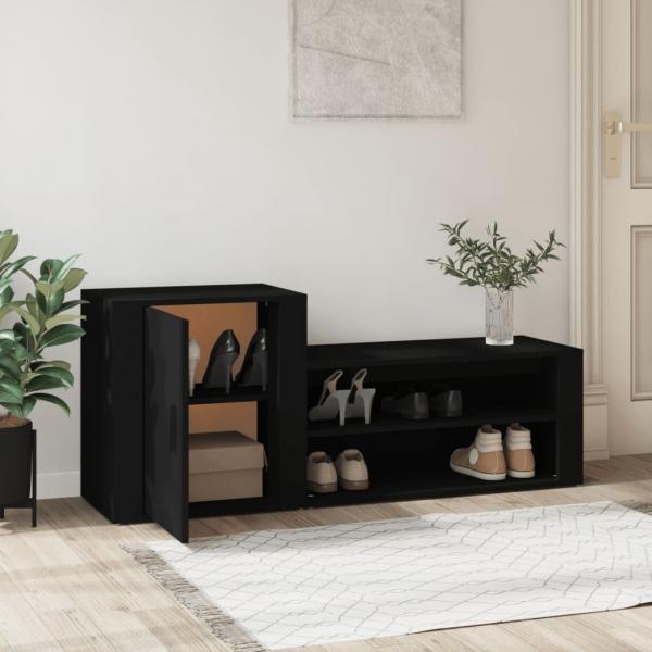 Schuhschrank Schwarz 130x35x54 cm Holzwerkstoff