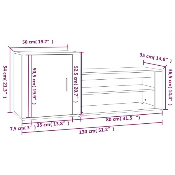 Schuhschrank Schwarz 130x35x54 cm Holzwerkstoff