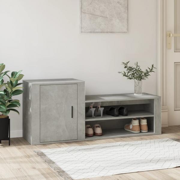 ARDEBO.de - Schuhschrank Betongrau 130x35x54 cm Holzwerkstoff