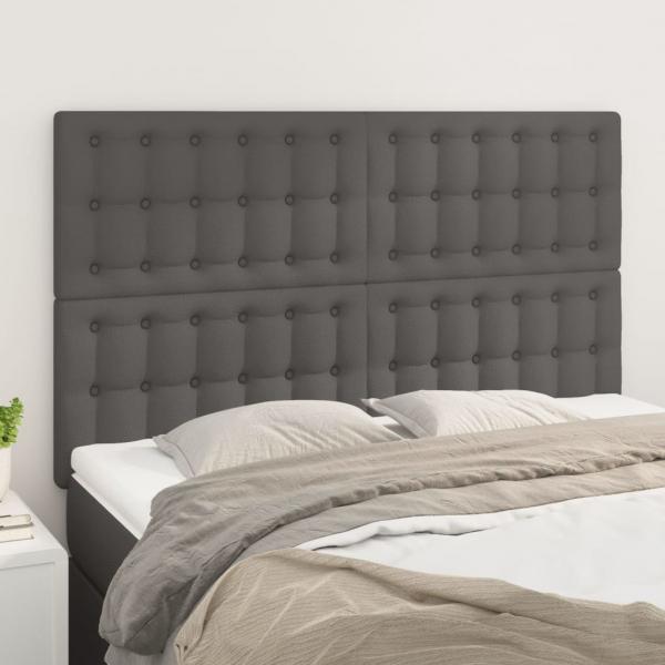 ARDEBO.de - Kopfteile 4 Stk. Grau 72x5x78/88 cm Kunstleder