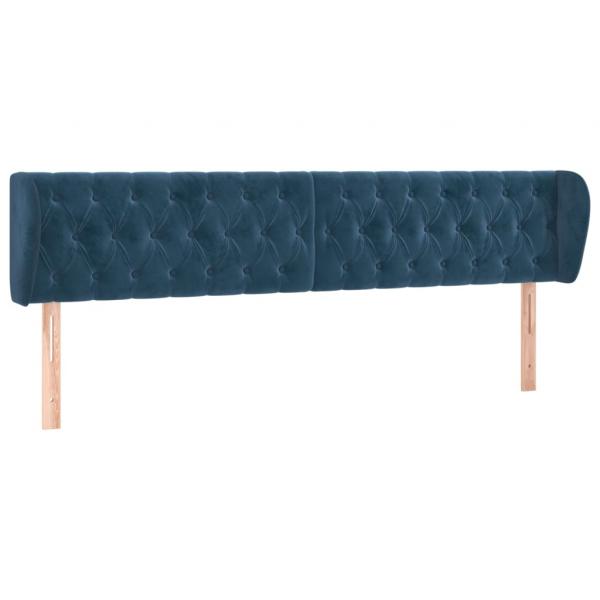Kopfteil mit Ohren Dunkelblau 203x23x78/88 cm Samt