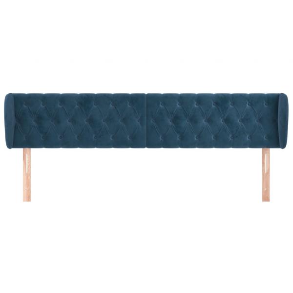 Kopfteil mit Ohren Dunkelblau 203x23x78/88 cm Samt
