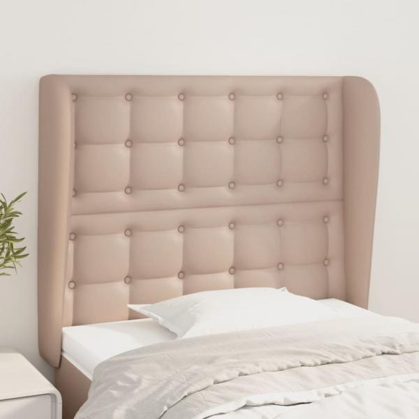 ARDEBO.de - Kopfteil mit Ohren Cappuccino-Braun 83x23x118/128 cm Kunstleder