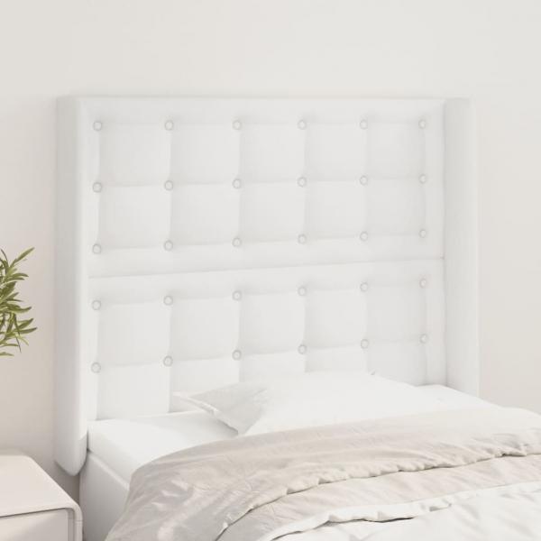 ARDEBO.de - Kopfteil mit Ohren Weiß 83x16x118/128 cm Kunstleder