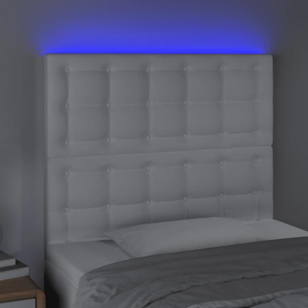 LED Kopfteil Weiß 80x5x118/128 cm Kunstleder
