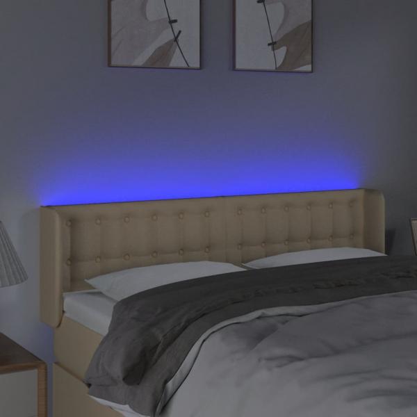 LED Kopfteil Creme 147x16x78/88 cm Stoff