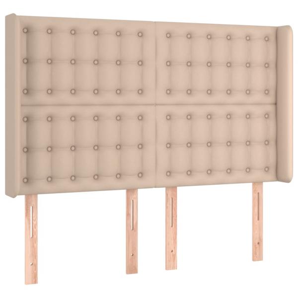 LED Kopfteil Cappuccino-Braun 147x16x118/128cm Kunstleder