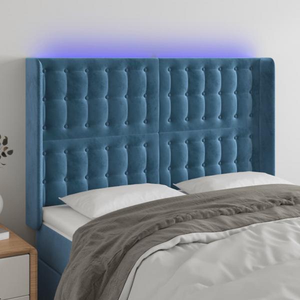 ARDEBO.de - LED Kopfteil Dunkelblau 147x16x118/128 cm Samt