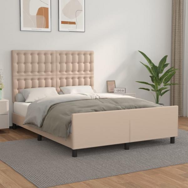 ARDEBO.de - Bettgestell mit Kopfteil Cappuccino-Braun 140x200 cm Kunstleder