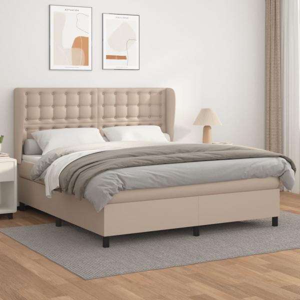 ARDEBO.de - Boxspringbett Matratze Cappuccino-Braun 160x200 cm Kunstleder