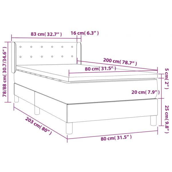 Boxspringbett mit Matratze Dunkelgrün 80x200 cm Samt