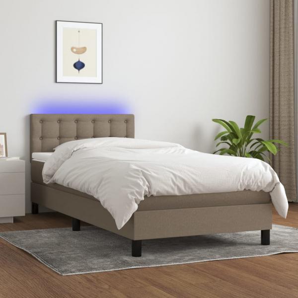 ARDEBO.de - Boxspringbett mit Matratze & LED Taupe 90x190 cm Stoff