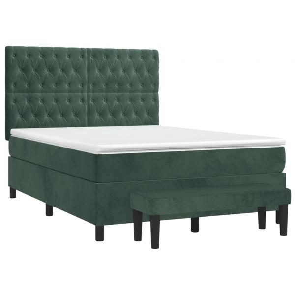 Boxspringbett mit Matratze Dunkelgrün 140x200 cm Samt