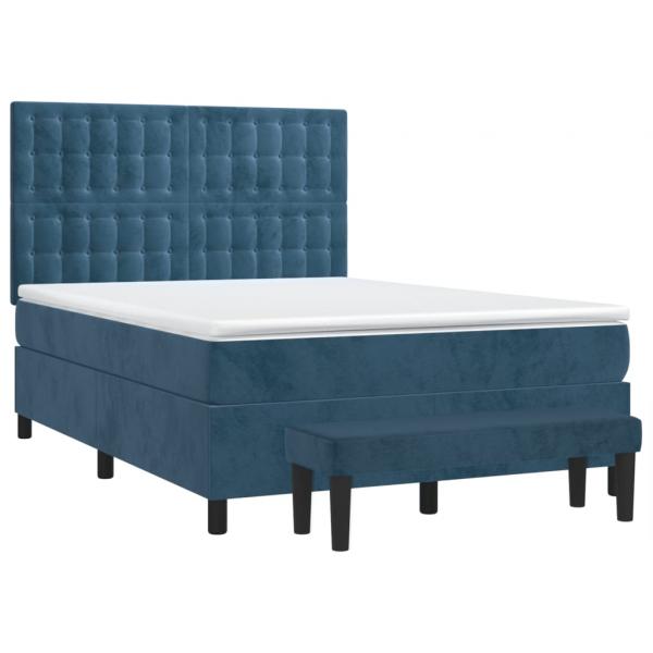 Boxspringbett mit Matratze Dunkelblau 140x190 cm Samt