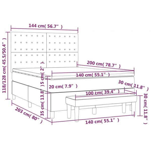 Boxspringbett mit Matratze Dunkelgrün 140x200 cm Samt