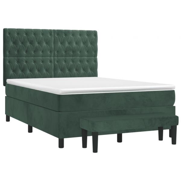 Boxspringbett mit Matratze Dunkelgrün 140x190 cm Samt